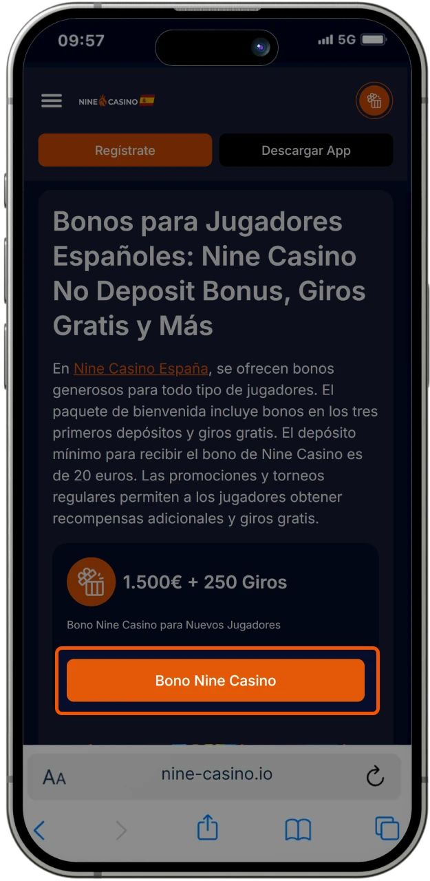 Obtenga su bono de bienvenida en el casino en línea Nine Casino.