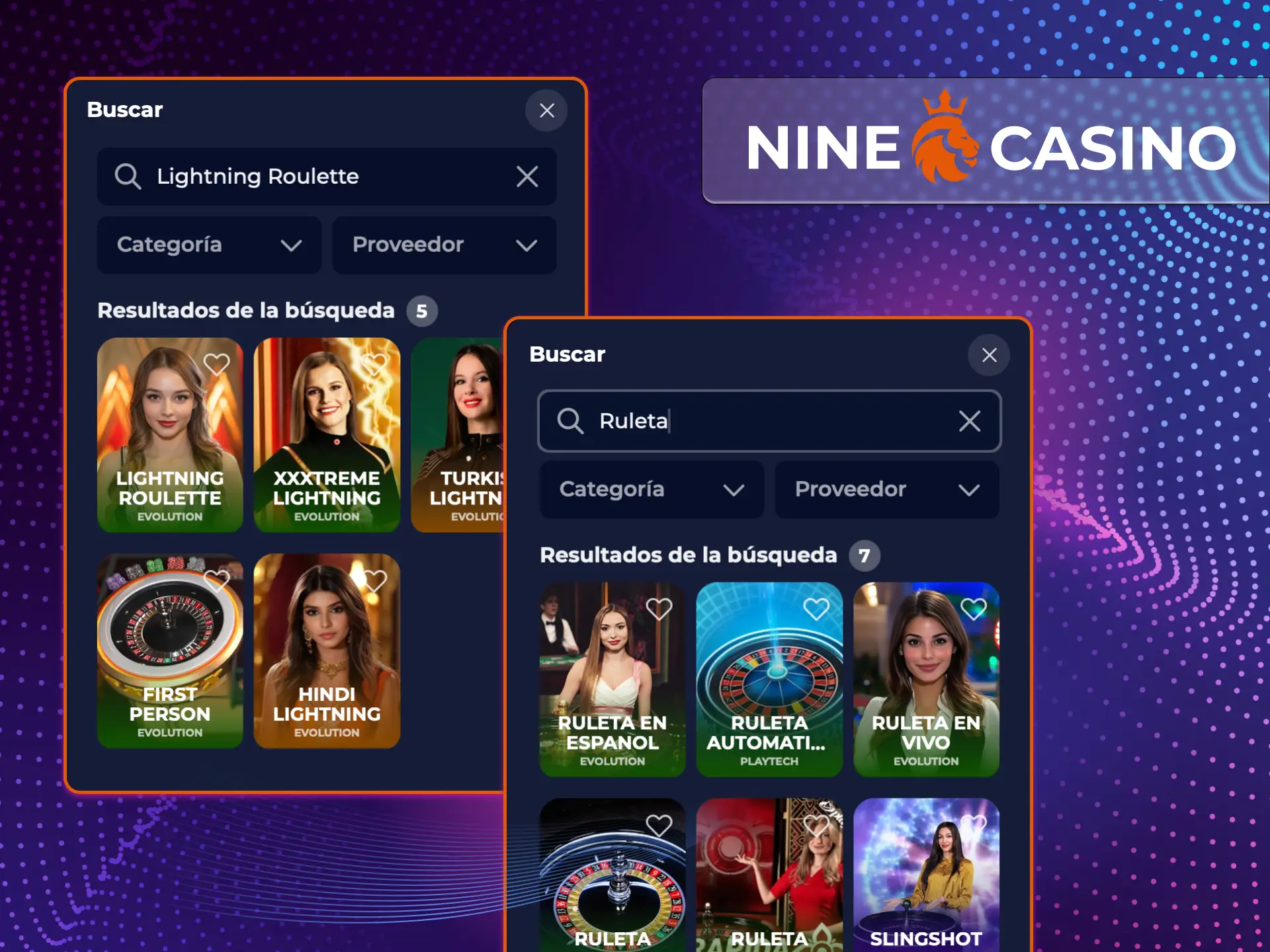 Vaya a la sección de juegos de ruleta en el sitio web del casino en línea Nine Casino y elija el que más le convenga.